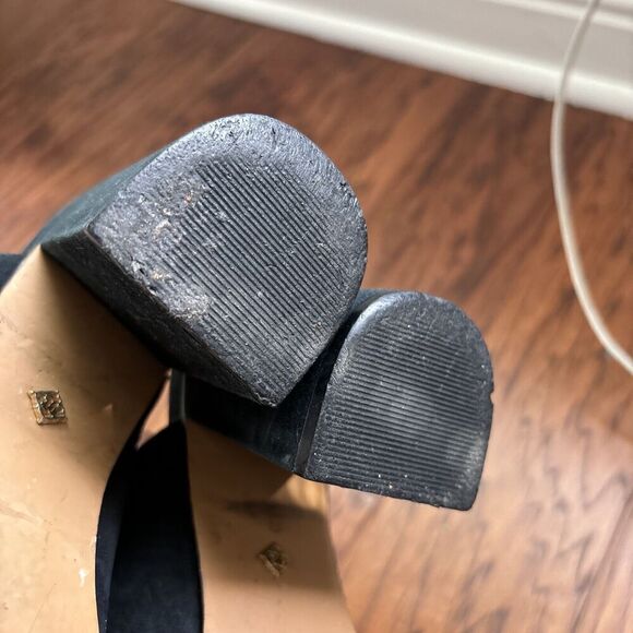 Nanette Nanette Lepore Women Marsha Mule Embellished Heels 8.5 Black Peep Toe - Picture 6 of 11